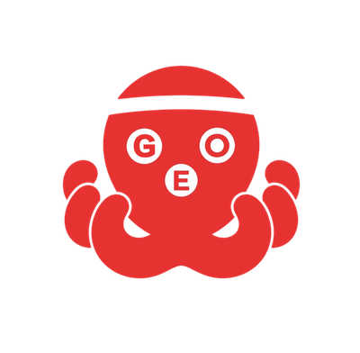 The SEOctopus octopus in its red GEO treatment, with G, E and O on its face